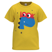 Yellow Cotton Short Sleeve T-Shirt for Boys | Fun Dino Graphic Summer Tee | 1107