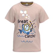 ছেলেদের জন্য ব্লাশ সুতির ছোট হাতা টি-শার্ট | মজাদার মাছ ধরার গ্রাফিক গ্রীষ্মকালীন টি-শার্ট | ১১১০