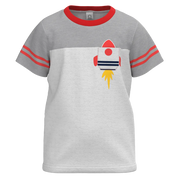 Ash Grey Cotton Short Sleeve T-Shirt for Boys | Rocket Graphic Pocket Design Tee | 1113