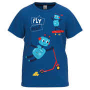Blue Cotton Short Sleeve T-Shirt for Boys | Fun Robot Graphic Casual Tee | 1119