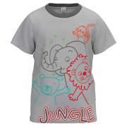 ছেলেদের জন্য ছাই রঙের পশুর সুতির টি-শার্ট | হাতি সিংহ বানরের প্রিন্ট টি-শার্ট | ১১২৫