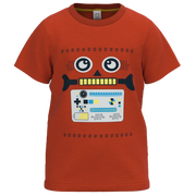 Orange Robot Graphic T-Shirt for Boys | Kids Cotton Tee | Fun Robot Print Casual Wear | 1145