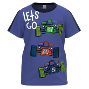 Blue Cotton Short Sleeve T-Shirt for Boys | Racing Car Graphic Summer Tee | 1148