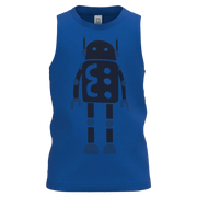 ছেলেদের জন্য নীল সুতির স্লিভলেস টি-শার্ট | কুল রোবট গ্রাফিক সামার ট্যাঙ্ক | ১১৫২