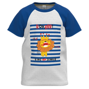 ছেলেদের জন্য নীল ও সাদা সুতির ছোট হাতা টি-শার্ট | জঙ্গলের রাজা সিংহ গ্রাফিক টি-শার্ট | ১১৬১