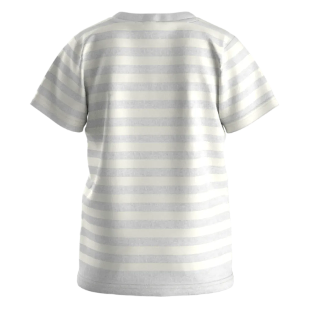 Grey Striped Train Print Boys T-Shirt | “My Little Train” Graphic Tee | Soft Cotton Kidswear | 1172