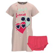 Pink Heart Print Girls Frock with Panty | “Heart Sunnies” Cute Kids Dress Set | Soft Cotton Comfort | 1195
