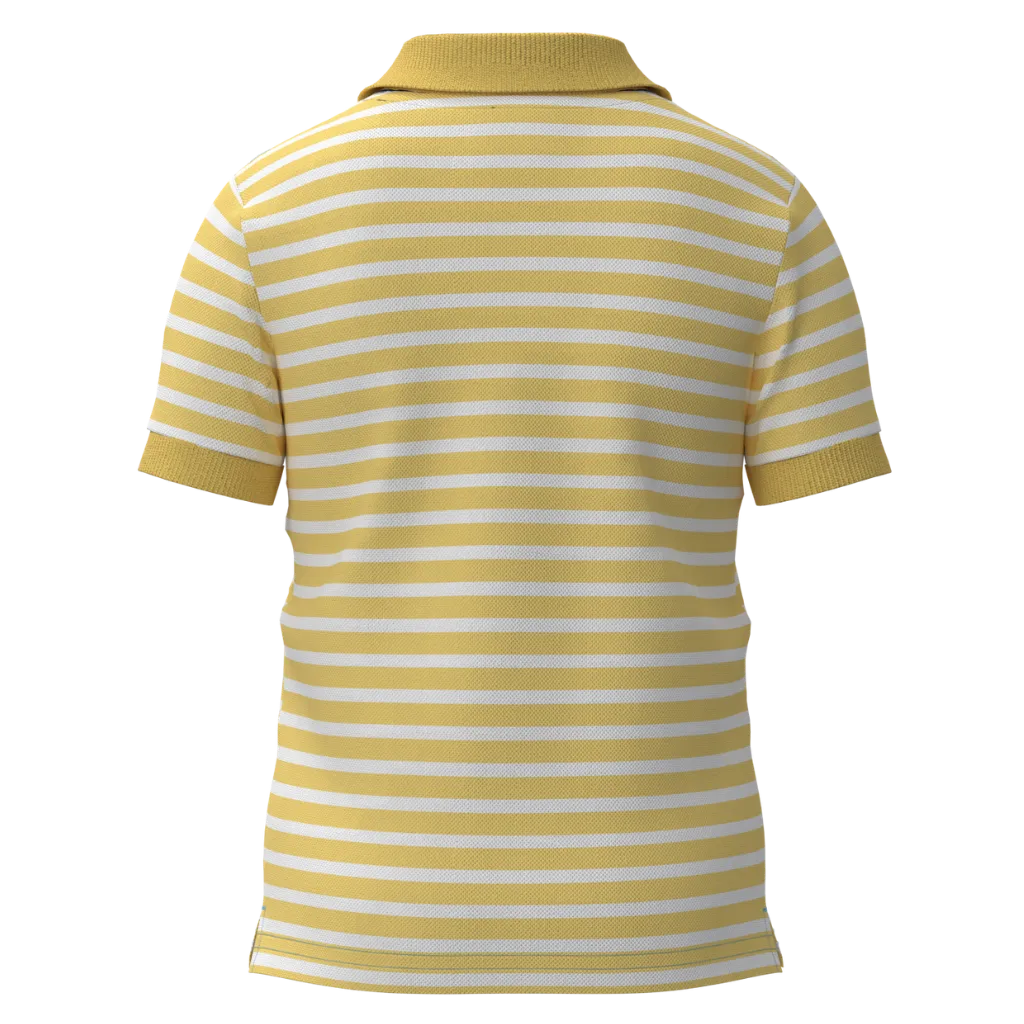 Yellow Striped Boys Polo Shirt | Kids Cotton Polo T-Shirt | Little King Graphic Polo | 1212
