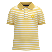 Yellow Striped Boys Polo Shirt | Kids Cotton Polo T-Shirt | Little King Graphic Polo | 1212
