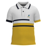 Yellow & White Cotton Polo Shirt for Boys | Color Block Smart Casual Polo | 1214