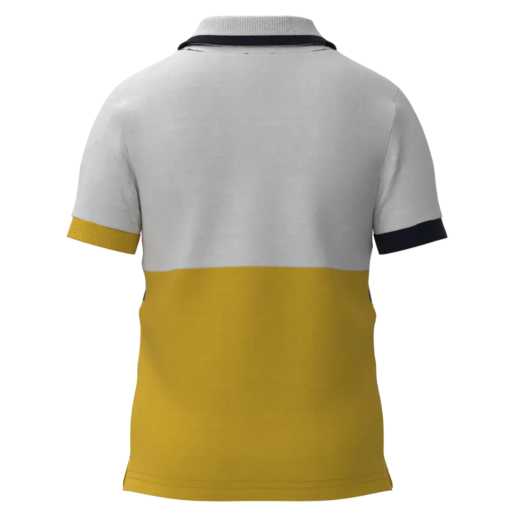 Yellow & White Cotton Polo Shirt for Boys | Color Block Smart Casual Polo | 1214