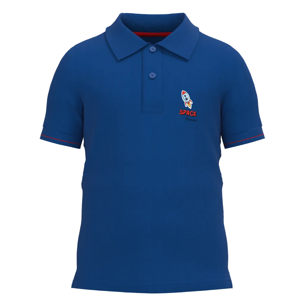 True Blue Cotton Short Sleeve Polo Shirt for Boys | Smart Casual Space Edition | 1218