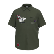 Green Boys Printed Shirt | Airplane Graphic Casual Shirt | Smart Cotton Kids Wear | 1257