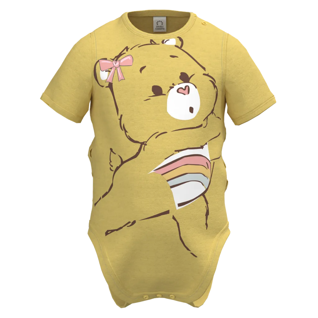 Yellow Cotton Short Sleeve Romper for Girls | Cute Teddy Bear Baby Romper | 1331