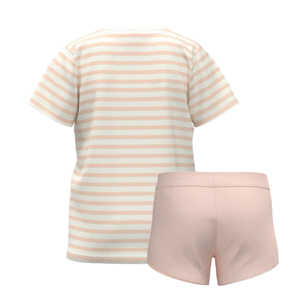 মেয়েদের জন্য গোলাপী সুতির টি-শার্ট এবং শর্ট প্যান্ট সেট | রোল মি গ্রাফিক গ্রীষ্মকালীন পোশাক | নরম বাচ্চাদের কো-অর্ড সেট | ১৩৬১