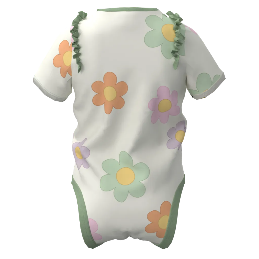 Colorful Cuties Floral Baby Romper | Cream Cotton Newborn Romper | 1364