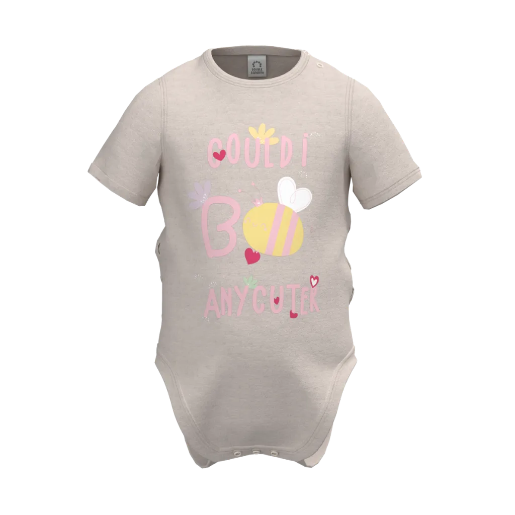 Cream Baby Girl Romper | Cute Bee Print Bodysuit | Soft Cotton Infant Wear | 1367