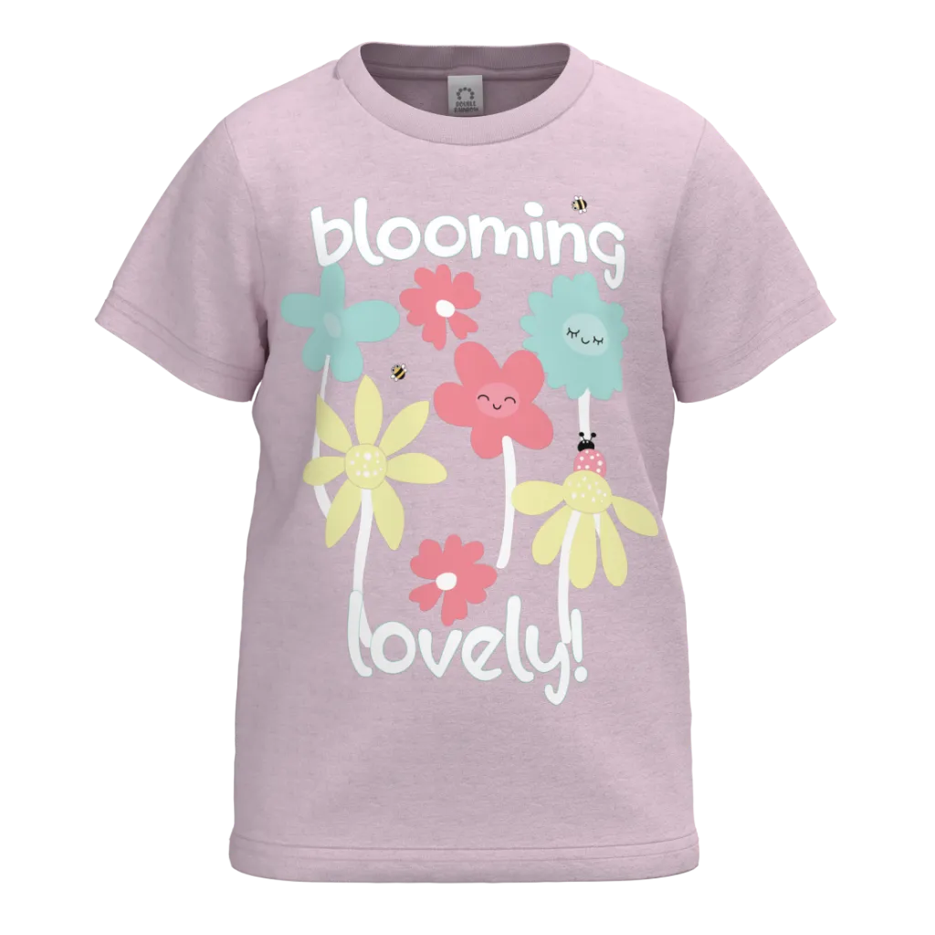 Pink Cotton Short Sleeve T-Shirt with Short Pant for Girls | Blooming Floral Summer Set | 1369