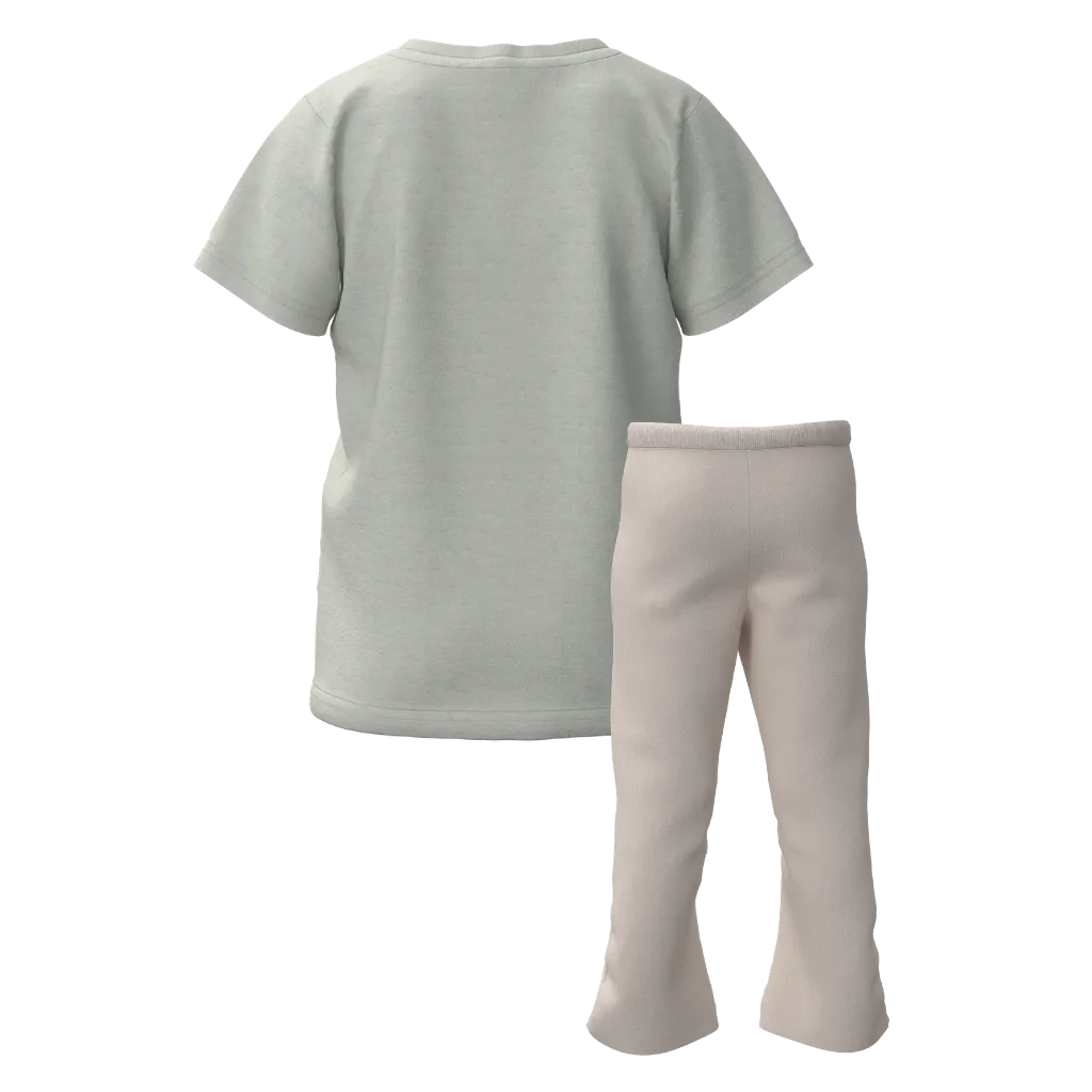 Green Cotton T-Shirt with Palazzo Set for Girls | Pretty Cute Graphic Outfit | 1381