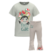 Green Cotton T-Shirt with Palazzo Set for Girls | Pretty Cute Graphic Outfit | 1381
