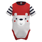 Red Cotton Short Sleeve Romper for Boys | Cute Bear Baby Romper | 1403
