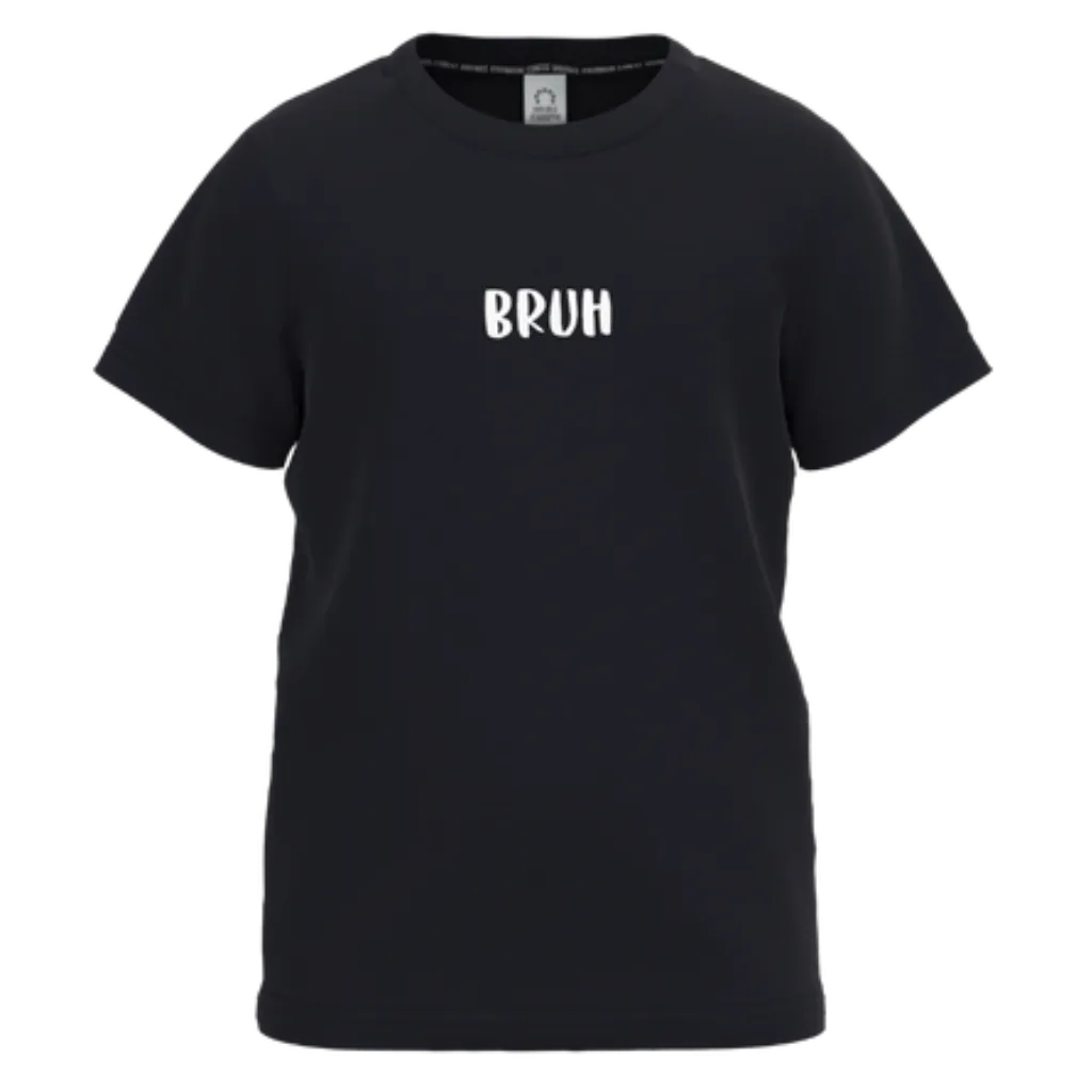 Black Cotton Short Sleeve T-Shirt for Boys | “Bruh” Graphic Casual Tee | 1453