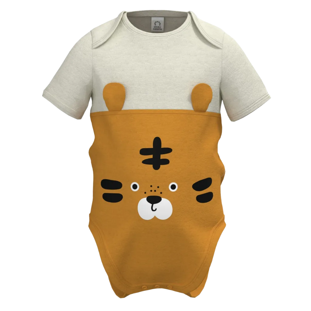 Yellow Cotton Short Sleeve Romper for Boys | Cute Tiger Baby Romper | 1470