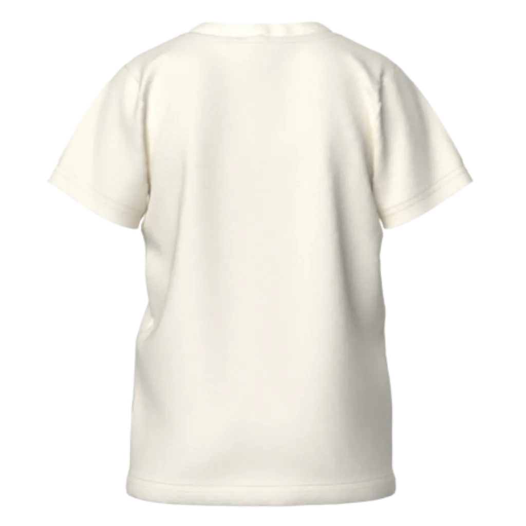 Cream Cotton Short Sleeve T-Shirt for Boys | Dino Graphic Soft Everyday Tee | 1477