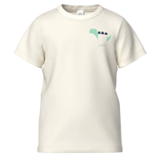 ছেলেদের জন্য ক্রিম সুতির ছোট হাতা টি-শার্ট | ডিনো গ্রাফিক নরম প্রতিদিনের টি-শার্ট | ১৪৭৭ 