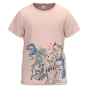 Peach Cotton Graphic T-Shirt for Boys | Artistic Doodle Print | 1483