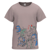 Brown Cotton Short Sleeve T-Shirt for Boys | Monster Graphic Print Casual Tee | 1484