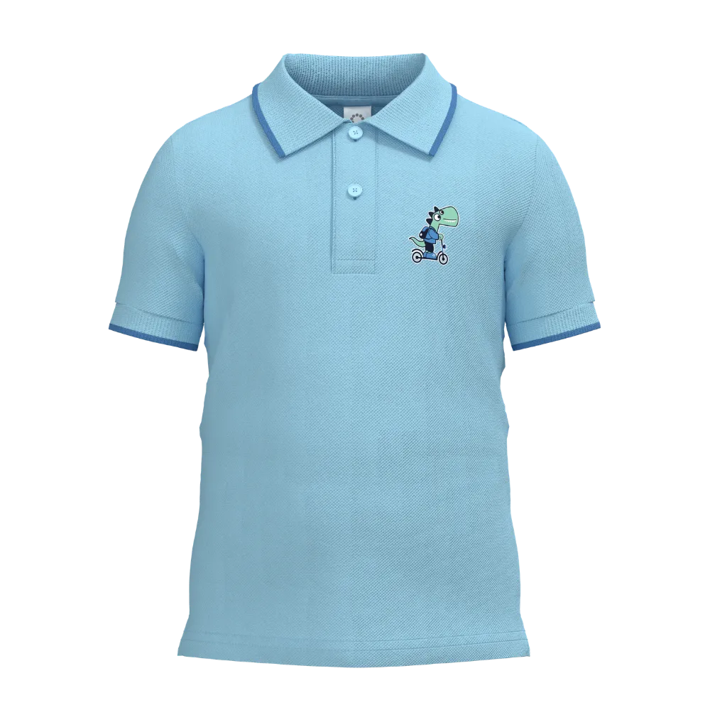 Wan Blue Boys Polo Shirt | Smart Casual Cotton Polo | Soft Summer Kids Wear | 1493