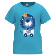 ছেলেদের জন্য নীল সুতির ছোট হাতা টি-শার্ট | কিউট লায়ন ট্র্যাভেল গ্রাফিক ক্যাজুয়াল টি-শার্ট | ১৪৯৬