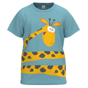 ছেলেদের জন্য আকাশী নীল সুতির ছোট হাতা টি-শার্ট | কিউট জিরাফ গ্রাফিক ক্যাজুয়াল টি-শার্ট | ১৪৯৭