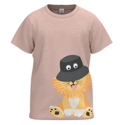 Peach Cotton Short Sleeve T-Shirt for Girls | Cute Lion Graphic Casual Tee | 1499