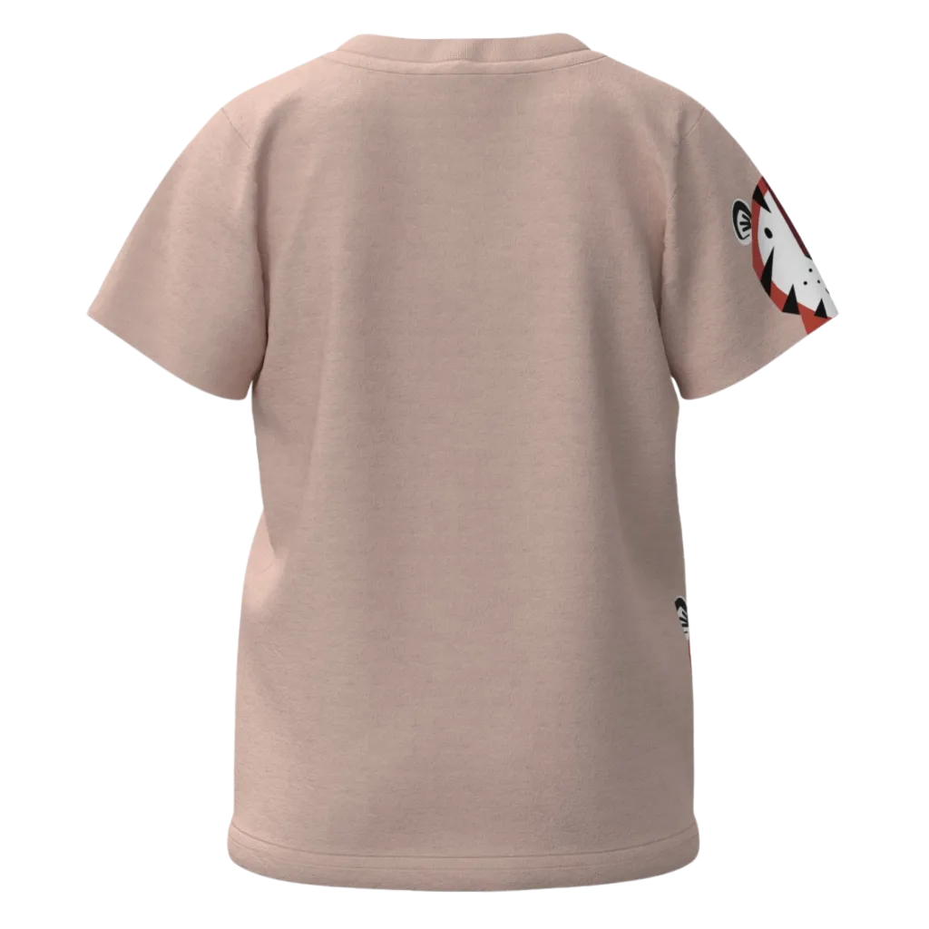 Peach Cotton Short Sleeve T-Shirt for Boys | Tiger Print Casual Tee | 1501