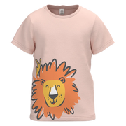 ছেলেদের জন্য পীচ সুতির ছোট হাতা টি-শার্ট | কিউট লায়ন গ্রাফিক প্রিন্ট ক্যাজুয়াল টি-শার্ট | ১৫০২