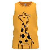 Yellow Sleeveless Giraffe T-Shirt for Boys | Kids Cotton Tank Top | Cute Giraffe Graphic Summer Wear | 1505