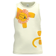 Cream Sleeveless T-Shirt for Boys | Cute Lion Graphic Kids Tank Top | Soft Summer Casual Wear | 1506