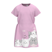 Pink Girl’s Frock | Cute Cat Print Casual Dress | Soft Cotton Summer Kids Wear | 1516