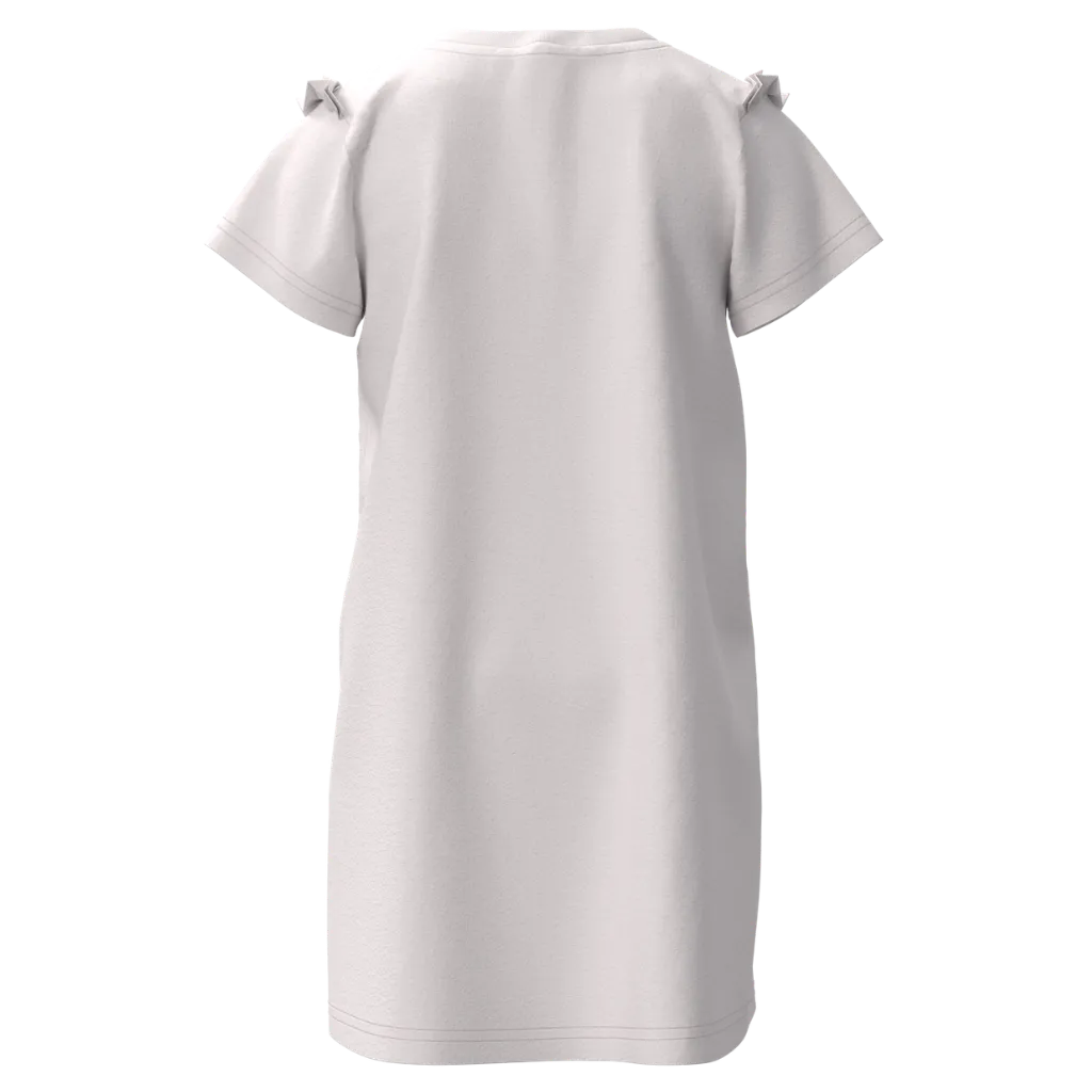 Light Pink Cotton Short Sleeve Frock for Girls | Cute Kitty & Balloon Print Casual Dress | 1518