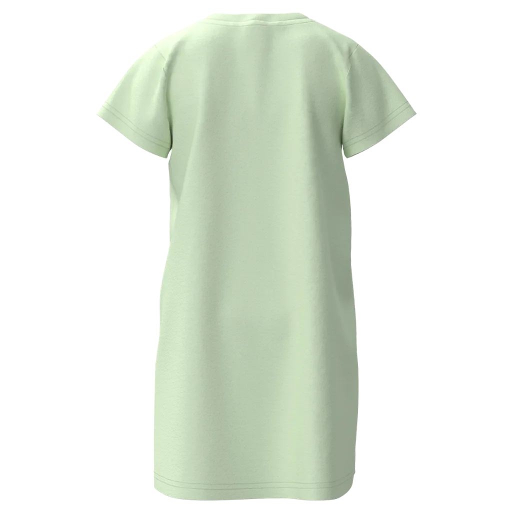 Mint Green Cotton Frock for Girls | Cute Kitty Stack Print Dress | 1520