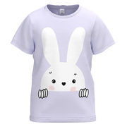 Purple Cotton Short Sleeve T-Shirt for Girls | Cute Bunny Graphic Print Casual Tee | 1530