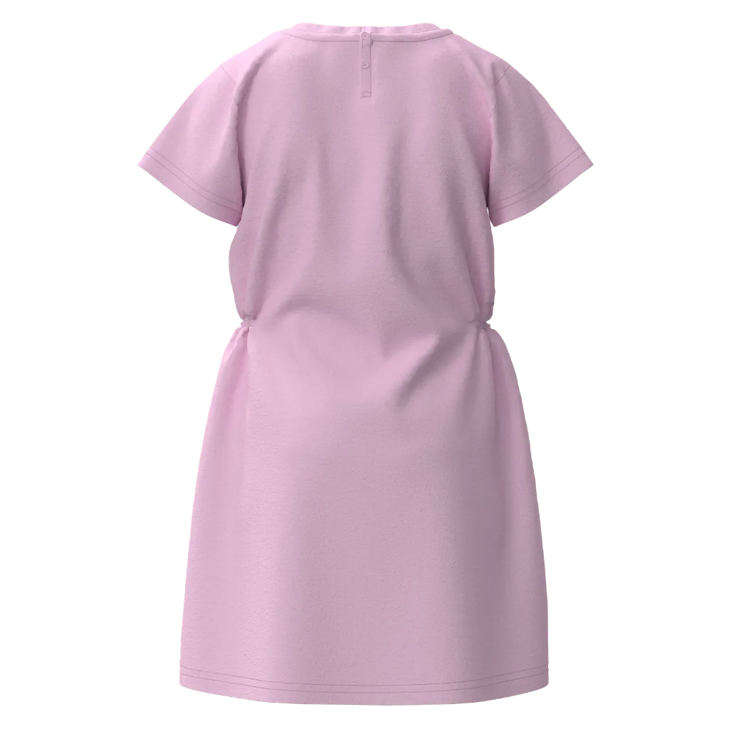 Pink Cotton Short Sleeve Frock for Girls | Cute Bunny Pocket Dress | 1533