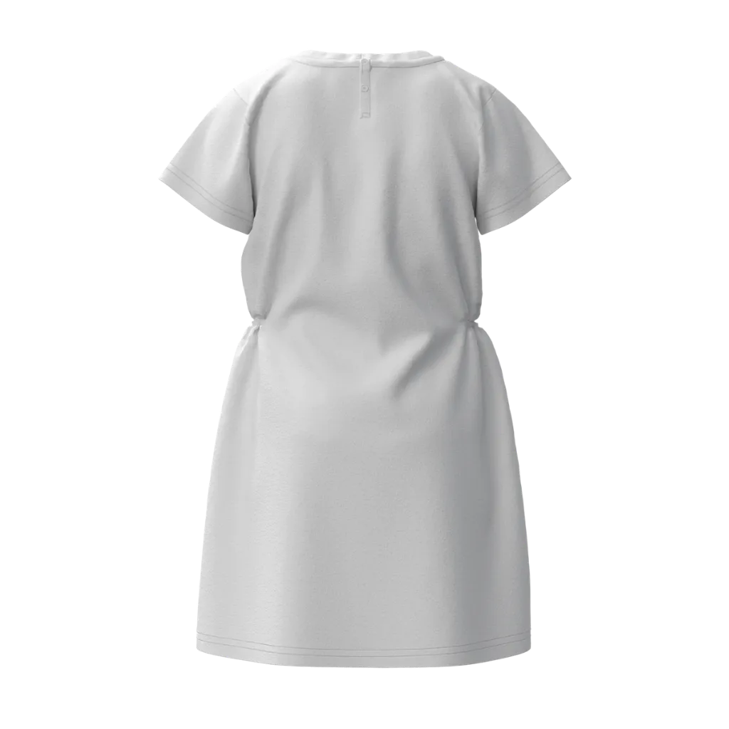 Ash Grey Girl’s Frock | Cute Bunny Pocket Print Dress | Soft Cotton Casual Kids Wear | 1534