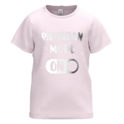 মেয়েদের জন্য গোলাপী সুতির ছোট হাতা টি-শার্ট | গ্রাফিক টি-তে রমজান মোড | ১৫৫৩