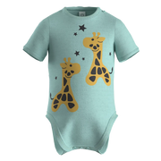 ছেলেদের জন্য নীল সুতির ছোট হাতা বেবি রম্পার | কিউট জিরাফ গ্রাফিক ইনফ্যান্ট রম্পার | ১৫৭০