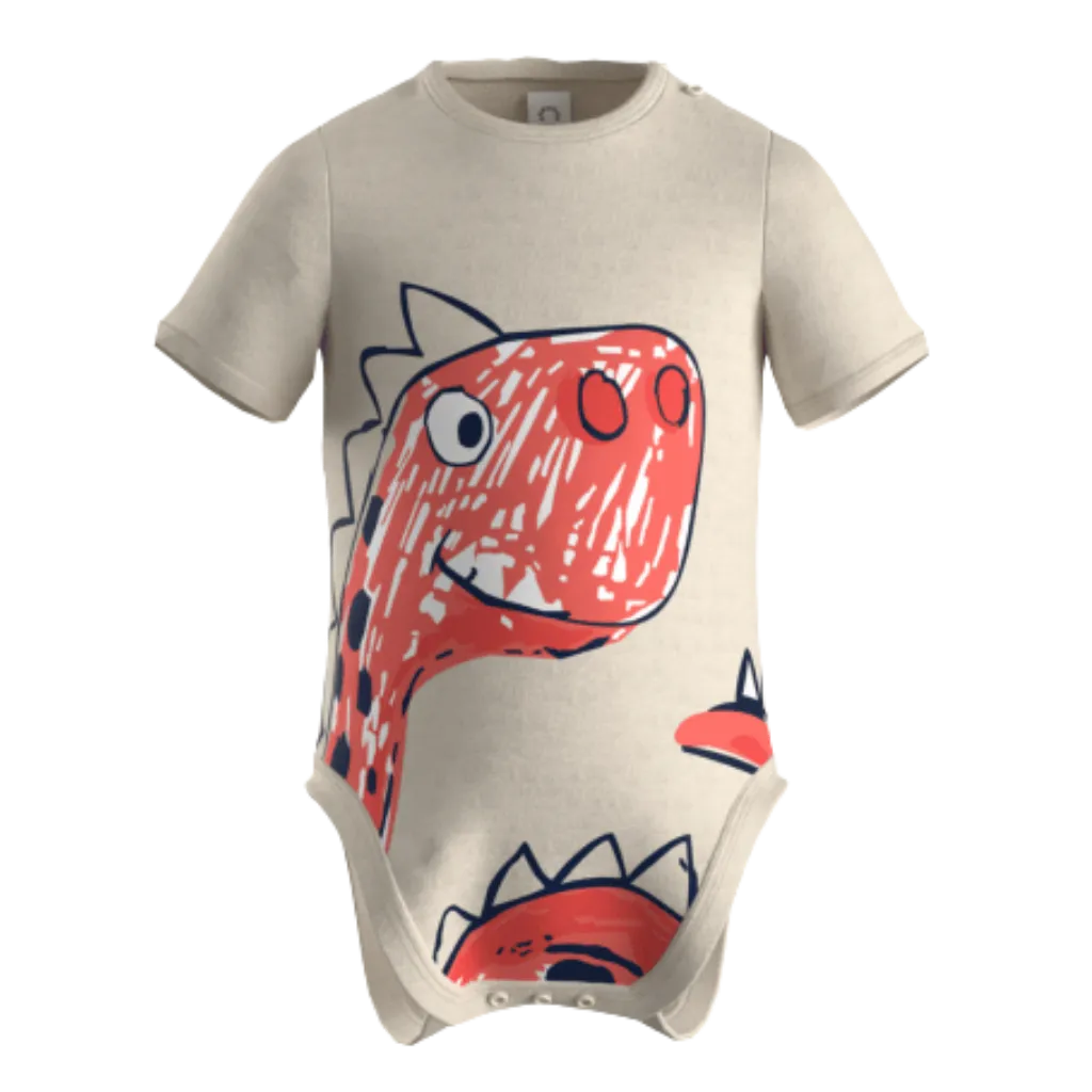 Ash Cotton Short Sleeve Baby Romper for Boys | Cute Dinosaur Graphic Infant Romper | 1573