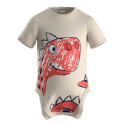 Ash Cotton Short Sleeve Baby Romper for Boys | Cute Dinosaur Graphic Infant Romper | 1573
