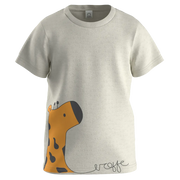 Cream Cotton Short Sleeve T-Shirt for Boys | Cute Giraffe Graphic Toddler Tee | 1586